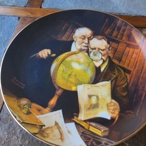 Norman Rockwell Decorative Plate with Globe and Books - Multicolor